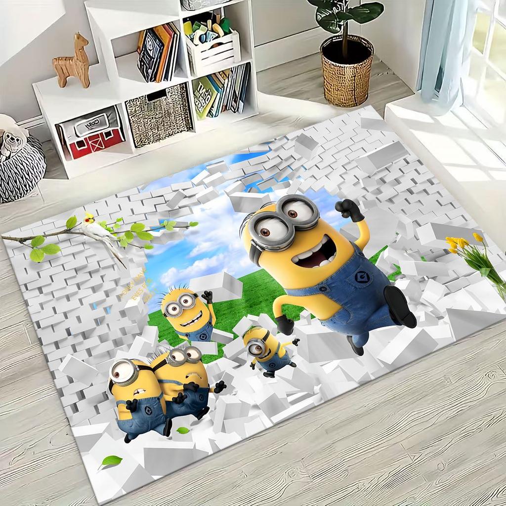 3D Cartoon Minions Despicable Me Rug for Bedroom Living Room Sofa Home Doormat Decor, Large Kids PLAY Non-slip Floor Mat Gift