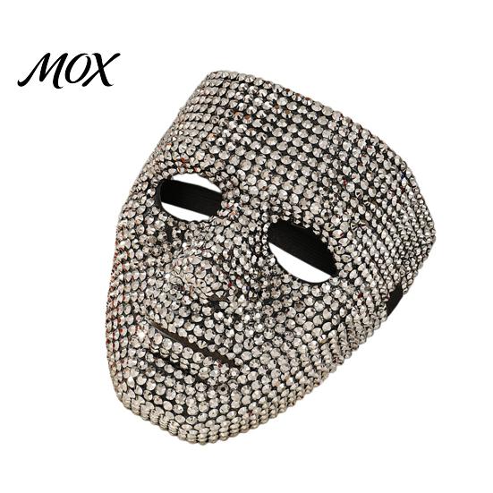 Wide Field of Vision Mask Halloween Rhinestone Full Face Mask, Sparkly Masquerade for High Visibility Dance Performance, Lightweight Hip Hop