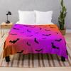 Halloween Flannel Throw Blanket Cute Pumpkin Ghost Bat King Queen Full Size Lightweight Super Soft Warm For Sofa Couch Bed Decor