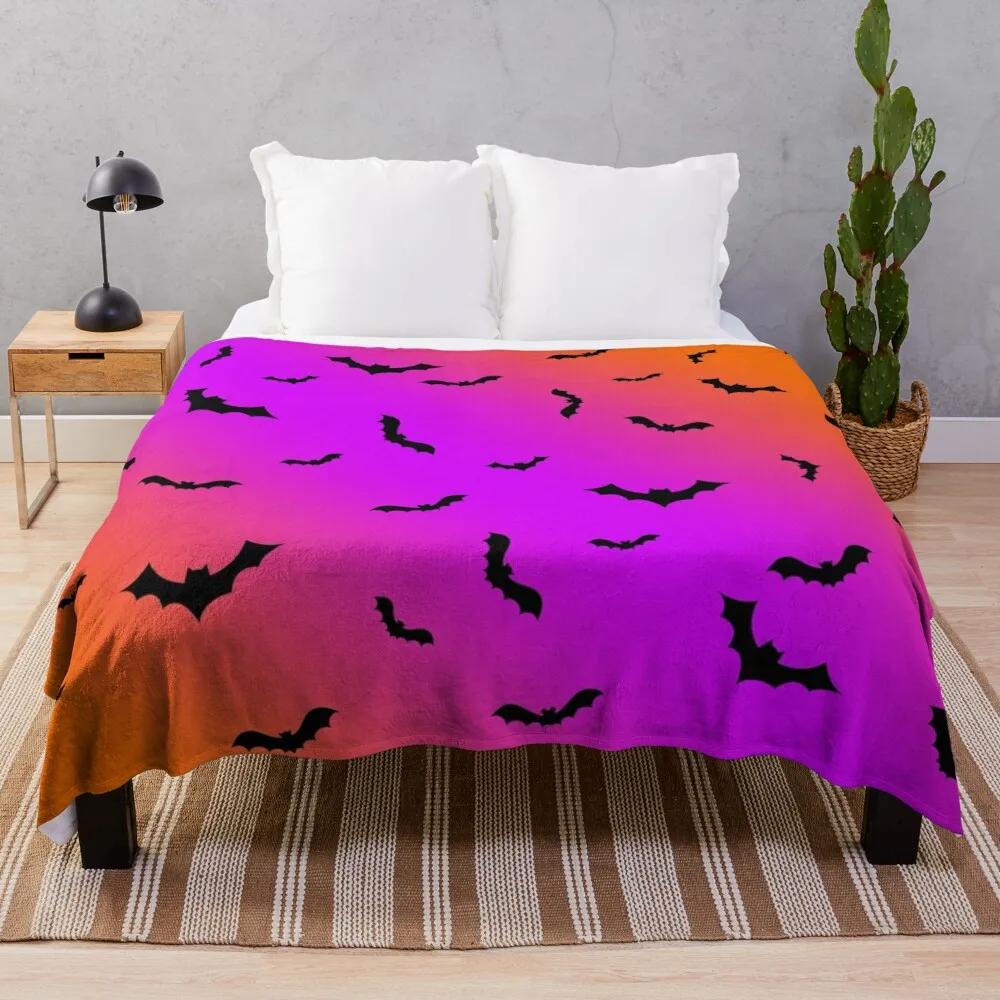 Halloween Flannel Throw Blanket Cute Pumpkin Ghost Bat King Queen Full Size Lightweight Super Soft Warm For Sofa Couch Bed Decor