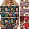 Женская модная повседневная свободная футболка с круглым вырезом и рукавами 3/4 с принтом, женский топ