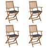 День и ночь - День и ночь Складные садовые стулья 4 шт. и подушки из массива акации