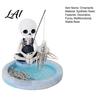 Magnetic Fishing Stationery Holder Skeleton Paperclip Holder Funny Skull Office Supplies Organizer Desktop with Storage Tray Resin Decor for