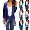 Women's Gradient Print Irregular Three-quarter Sleeve Cardigan With Pocket Jacket