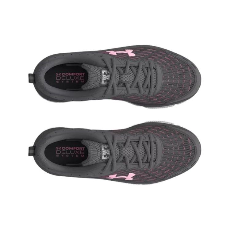 Under Armour Charged Assert 10 Comfortable Casual Low-Top Running Shoes Women Sneaker Gray Pink 3026179-108