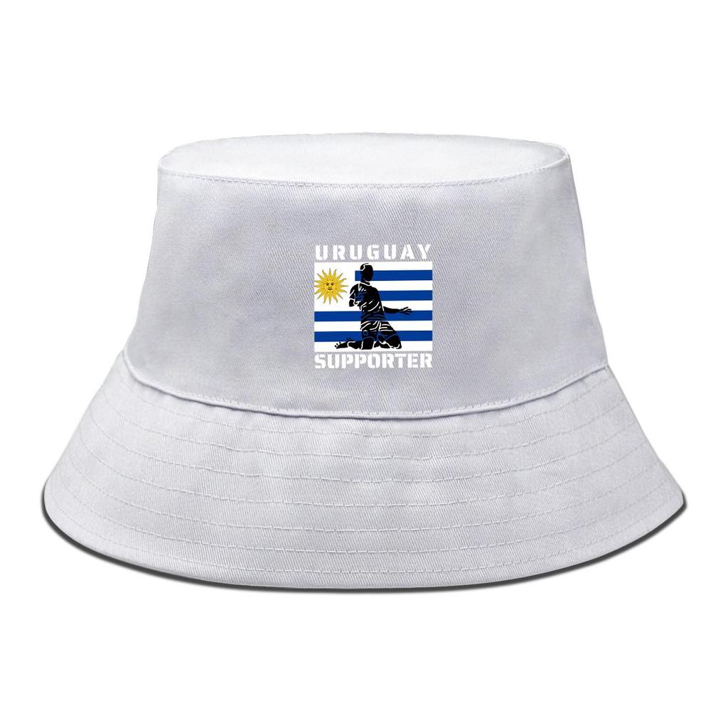 Bucket Hat With Uruguay Flag Football Print , Patriotic Sun Hat Simple Reversible Fit Beach Cap