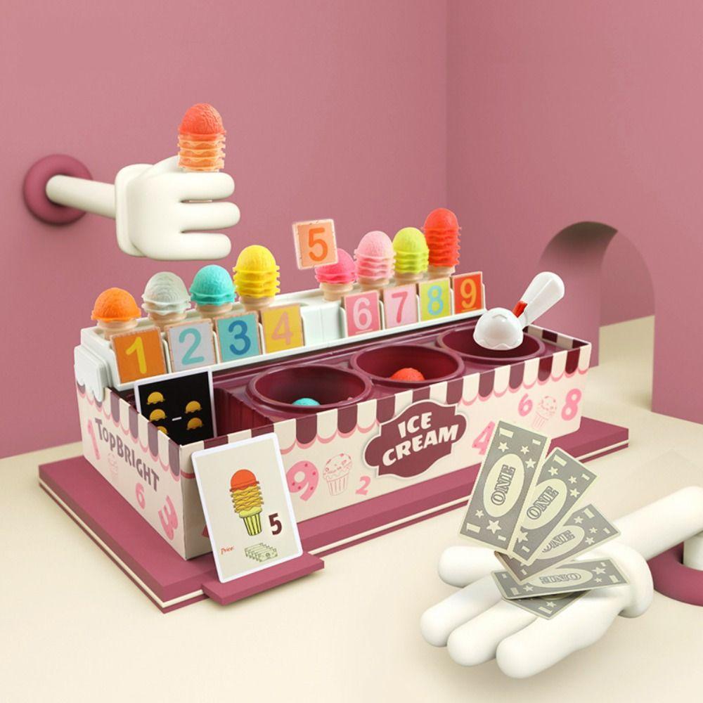Plastic Pretend Play Food Toy Interactive Math Learning Toy Kids Ice Cream Play Set  Kids Children