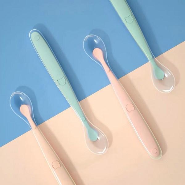 JOONIE Infant Soft Baby Food Spoon + Case Set, Beige, 1 Set