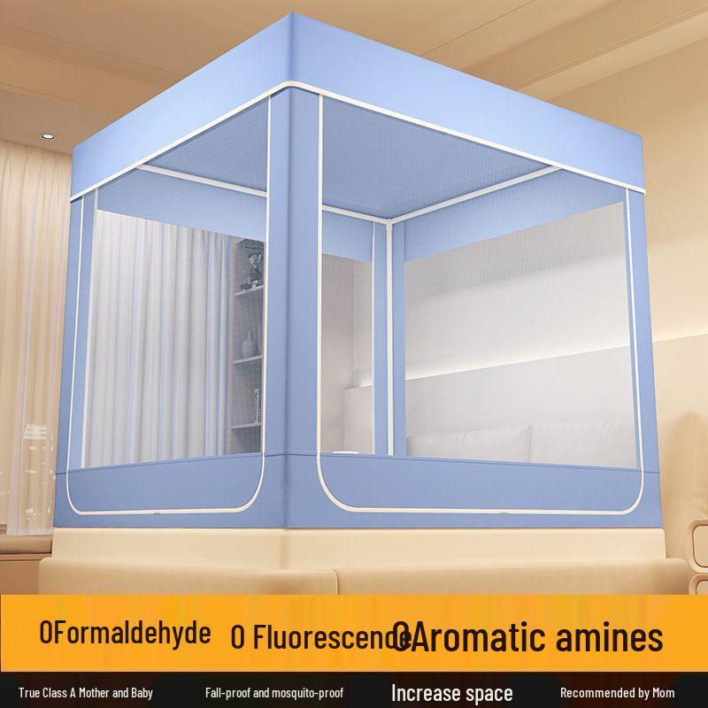 Anti-Fall Mosquito Net and Dustproof Blackout Bed Canopy for Children, Sit-On Style for Single/Double Beds