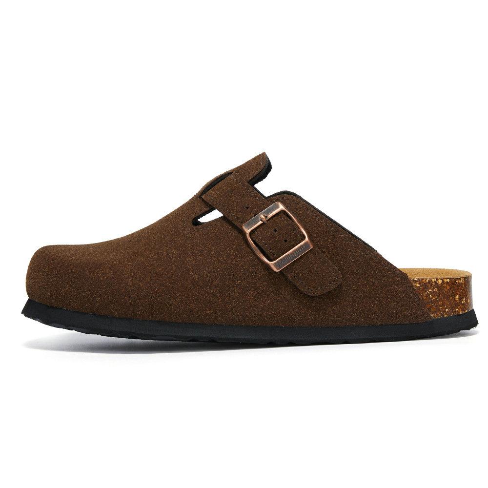 Модная мужская обувь Baotou Пробковые мужские тапочки Кожаные мужские женские полутапочки на зиму Большой размер 35-45