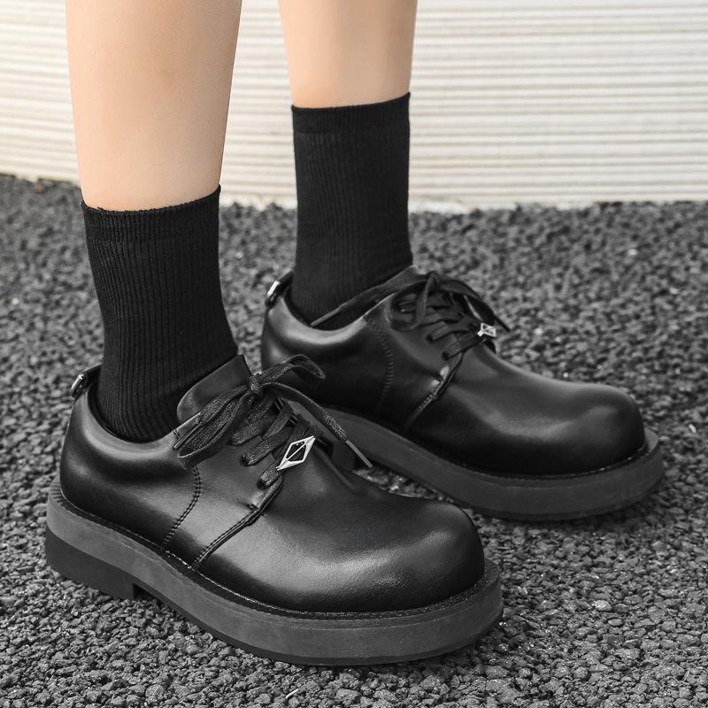 Осенние и зимние туфли из кожи женские на платформе, увеличивающие рост, деловой костюм, свадебные туфли для парикмахеров, повседневные туфли дерби 5651-J