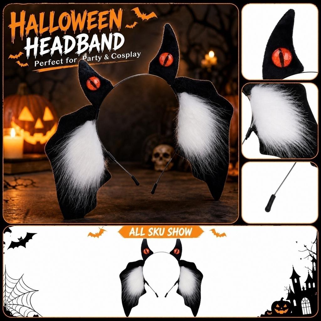 Halloween Ear Headband Dark Gothic Cosplay Hair Accessory for Costume Party