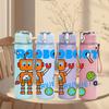 1PC Funny Space Robot Art 750ml Color Plastic Sports Water Bottle Leakproof Flip Straw Lid Suitable for Sports Office Home Use