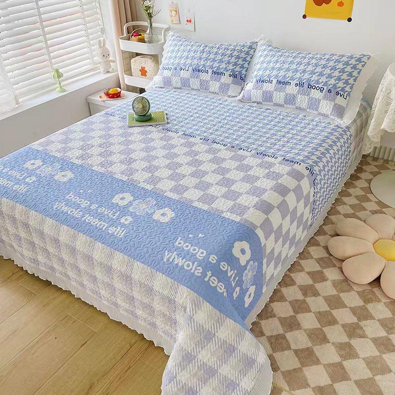 Новый комплект из трех предметов с жемчужным хлопковым покрывалом Fairy с стиркой в ​​пресной воде и хлопковым кружевным покрывалом