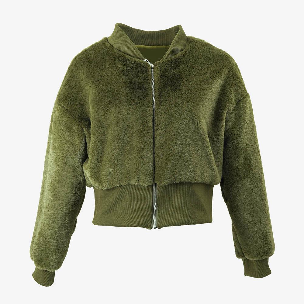 2026 new European and American cardigan imitation fur jacket autumn and winter thickened warm zipper short plush slim commute