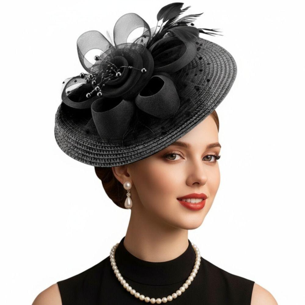 Elegant Vintage Fascinator Hat Sweet Masquerade Hair Band Party Bride Headdress Wedding
