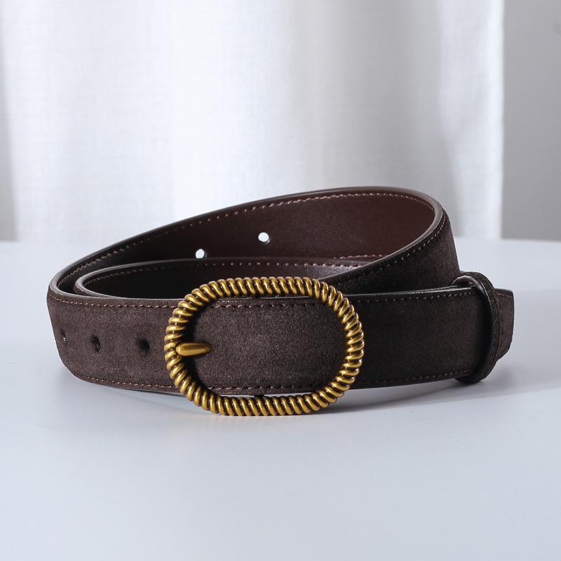 Retro Suede Leather Belt Ladies Casual Pants Jeans Decorative Pin Buckle Belt Fashion Versatile