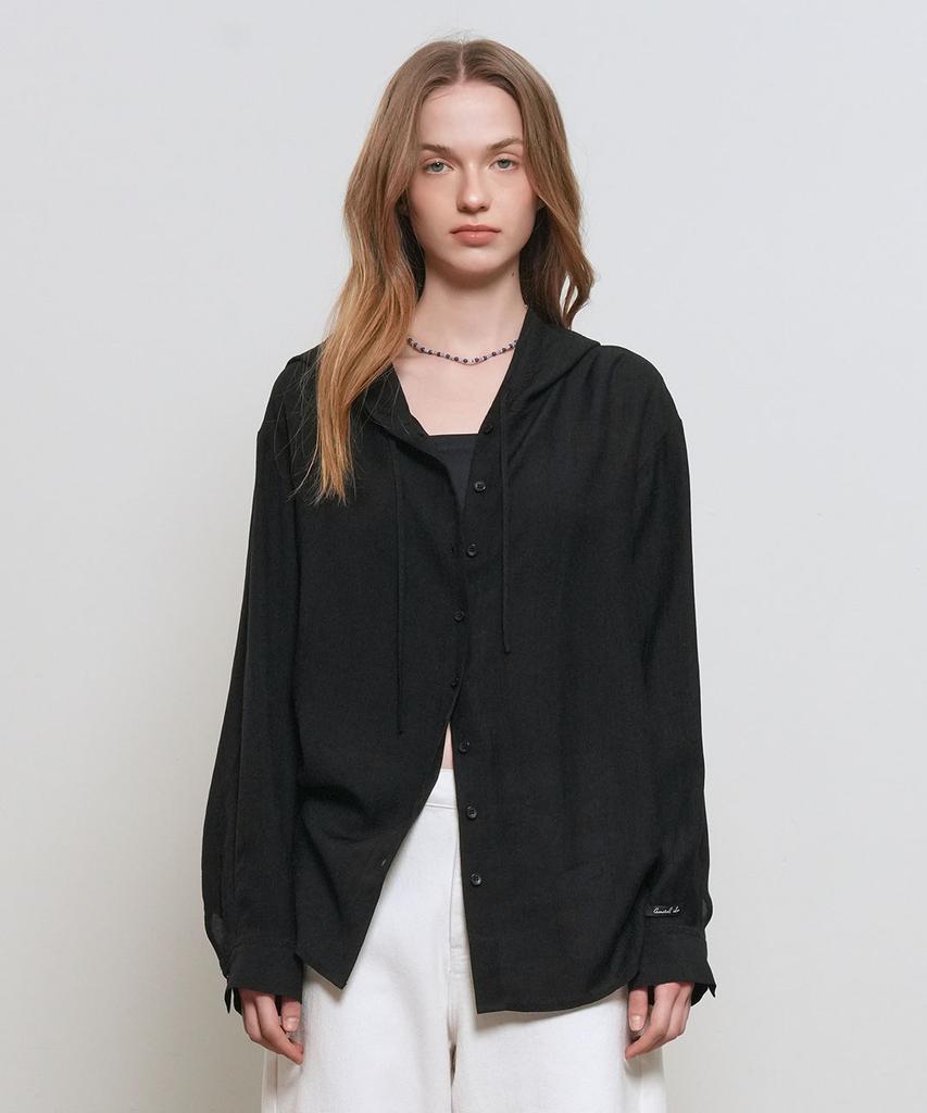 GENERALIDEA Summer Loose Fit Wrinkle Hooded Shirt [Black] / Gf1Lsh512
