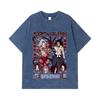 275 GSM Washed T-shirts 100% Cotton Demon Slayer V14 Muzan Kokushibo Print Unisex Heavy Cotton T Shirt