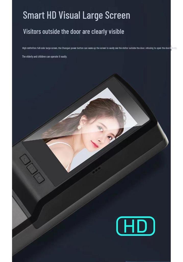 Smart Facial Recognition & Fingerprint Door Lock with Password, Anti-theft Peephole, and Electronic Access.