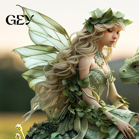 Garden Fairy with Wings Dragon Stake, Fantasy Yard Art Outdoor Greenery Decoration on for Planter Flower Bed Lawn Ornament