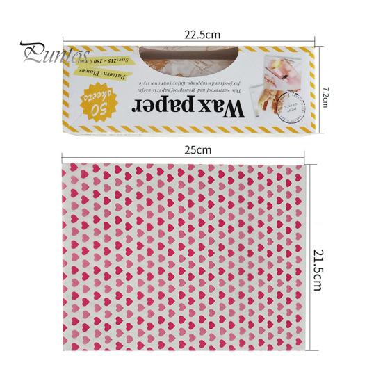 Puntos 50 шт./пакет вощеная бумага с рисунком сердца антипригарная пищевая упаковка маслостойкая сухая бумага для гамбургеров