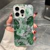 Минималистичные окрашенные зеленые листья, подходящие для iPhone 14, iPhone 17/16/15 Pro Max, в скандинавском стиле, 11/12/13