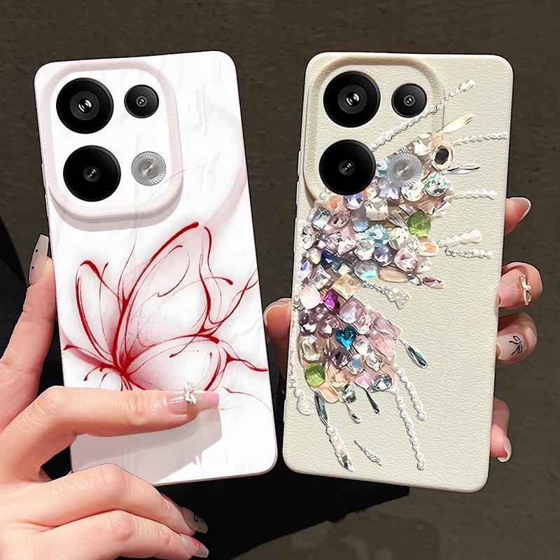 Чехол с ярким принтом бабочек для Xiaomi 13T Pro Redmi Note 15 Pro 4G Redmi Note 14 13 Pro+ 5G Силиконовый чехол с текстурой кожи