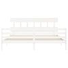 Solid Wood Bed with Headboard White 200 x 200 cm