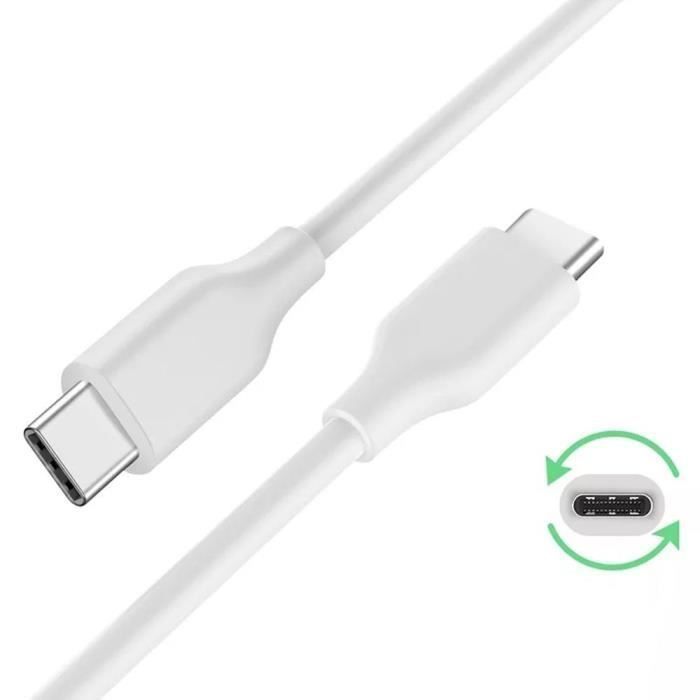 Câble USB-C vers USB-C Compatible avec iPhone 17 Pro, iPhone 17 Pro Max, iPhone 16, iPhone 16e - Blanc 1M