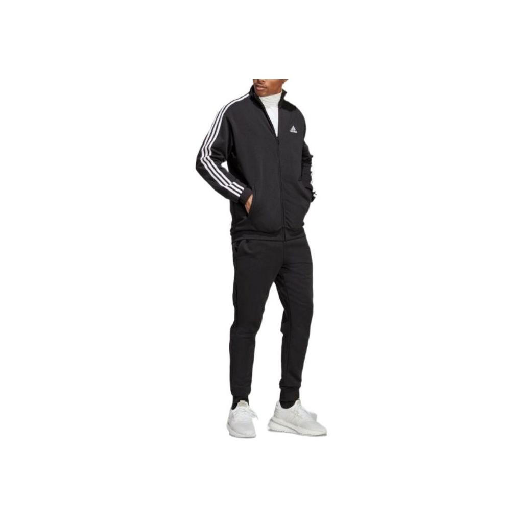 Adidas Three Stripe Zip Collar Sports Suit Men Sportswear Black IC6766