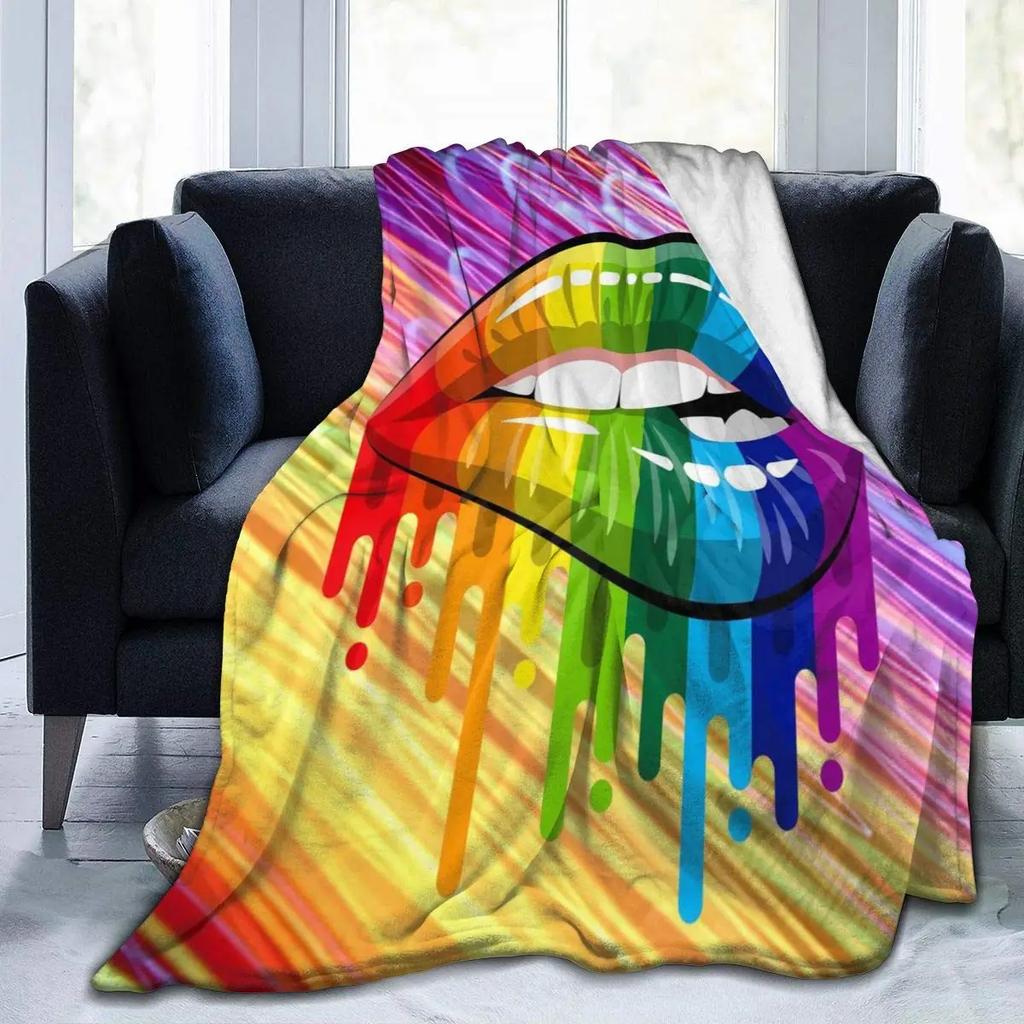 Throw Blankets LGBT Gay Pride Lesbian Rainbow Flannel Blanket for Couch Sofa Blankets Large Bedding Gifts for Christmas New Year