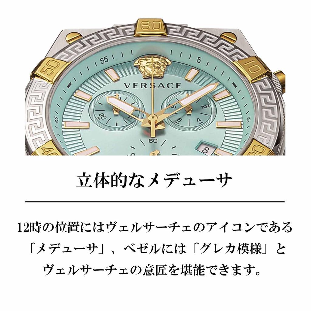 Часы SPORTY GRECA с черным циферблатом, кварцевые, ежедневные, водонепроницаемые, сапфировое стекло, 46 мм, VESO01223, серебристые [Versace] мужские [Товар]