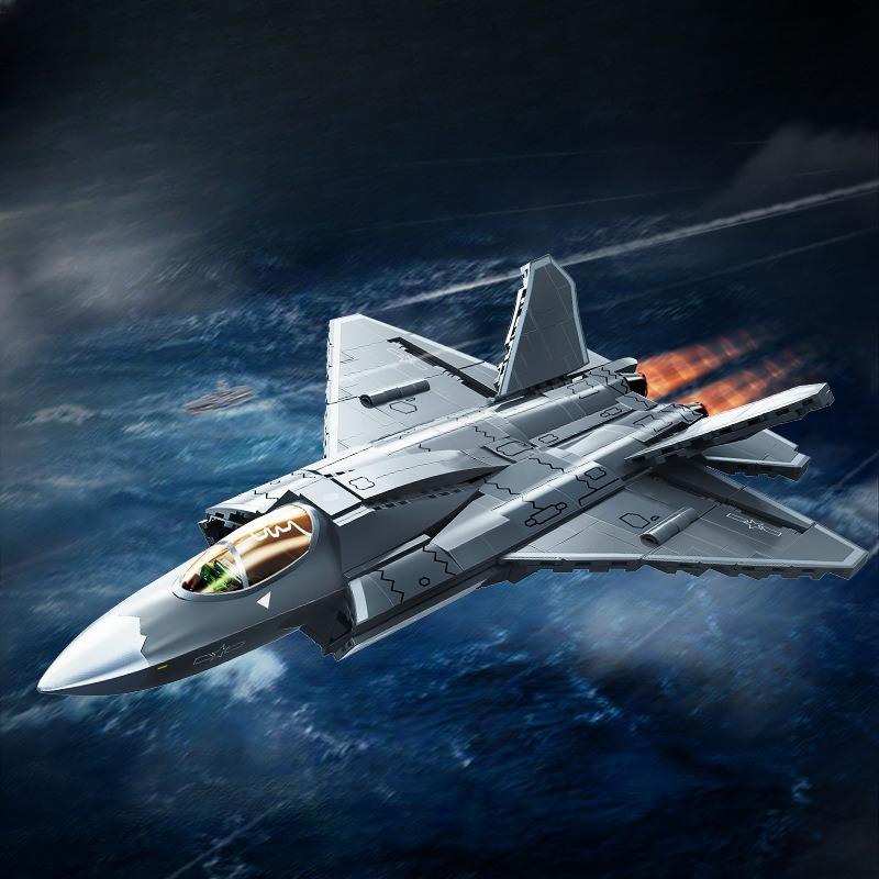 689 шт. Военная серия Палубный истребитель J-35 Конструктор Детские игрушки