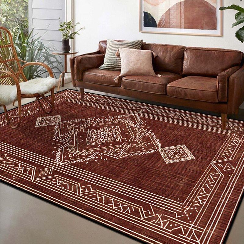 American Retro Living Room Carpet Geometric Classical Decoration Sofa Non-slip Rug Easy Clean Bedroom Cloakroom Soft Floor Mat