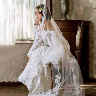 Кружевной Цветок Свадебная Фата Длинная Фата Невесты Новые Свадебные Фаты Свадебные Аксессуары