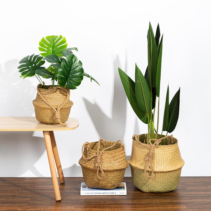 WCIC Новая домашняя подвесная цветочная корзина из морских водорослей с вешалкой, веревка, домашний декор