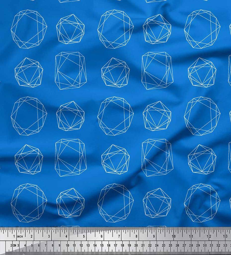 Soimoi Черная полиэфирная креповая ткань со священным геометрическим принтом на метр 42 дюйма