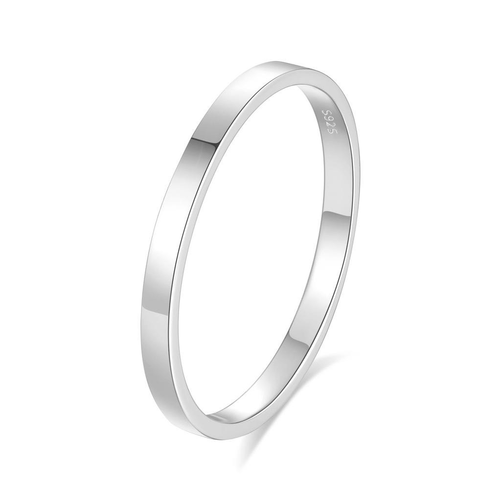 S925 Pure Silver Layered Wedding Ring for Ladies, Small Micro-set Cubic Zirconia Stone Bezel Finger Ring, Ring for The Little Finger
