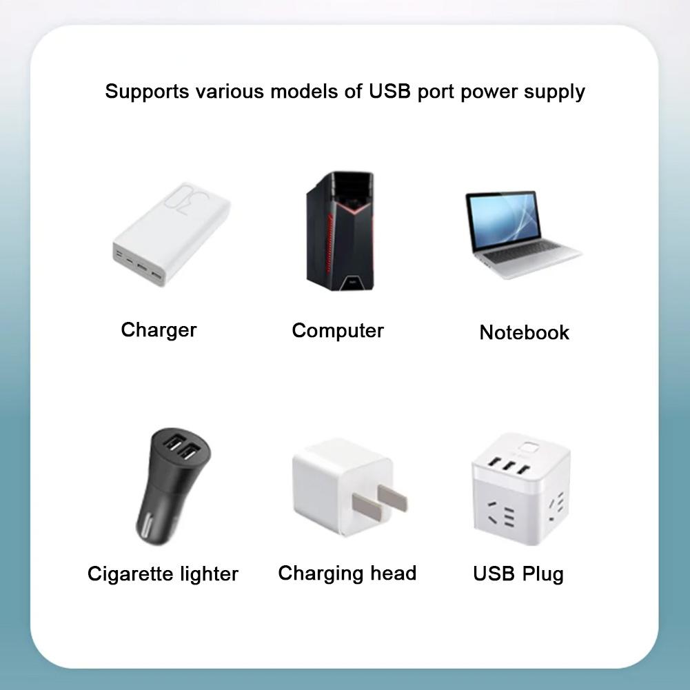 Светодиодный мини-потолочный вентилятор с удлинителем для шланга, лампочка-вентилятор с питанием от USB