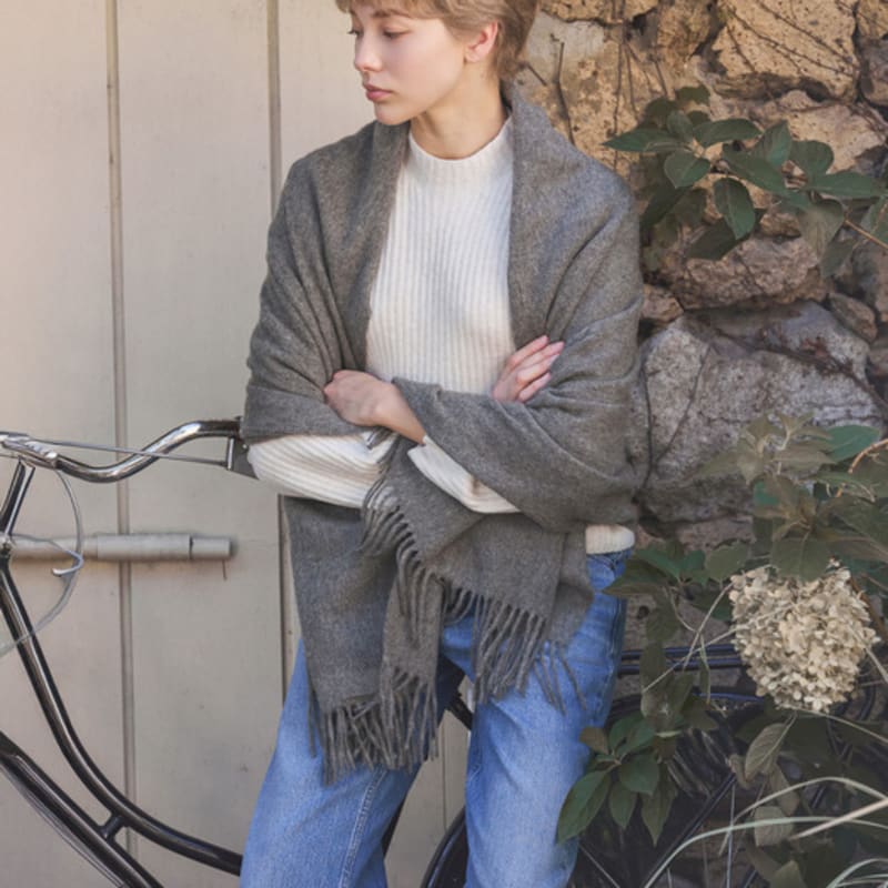 ABRAHAM MOON Merino Wool Shawl 70cm - Hessian