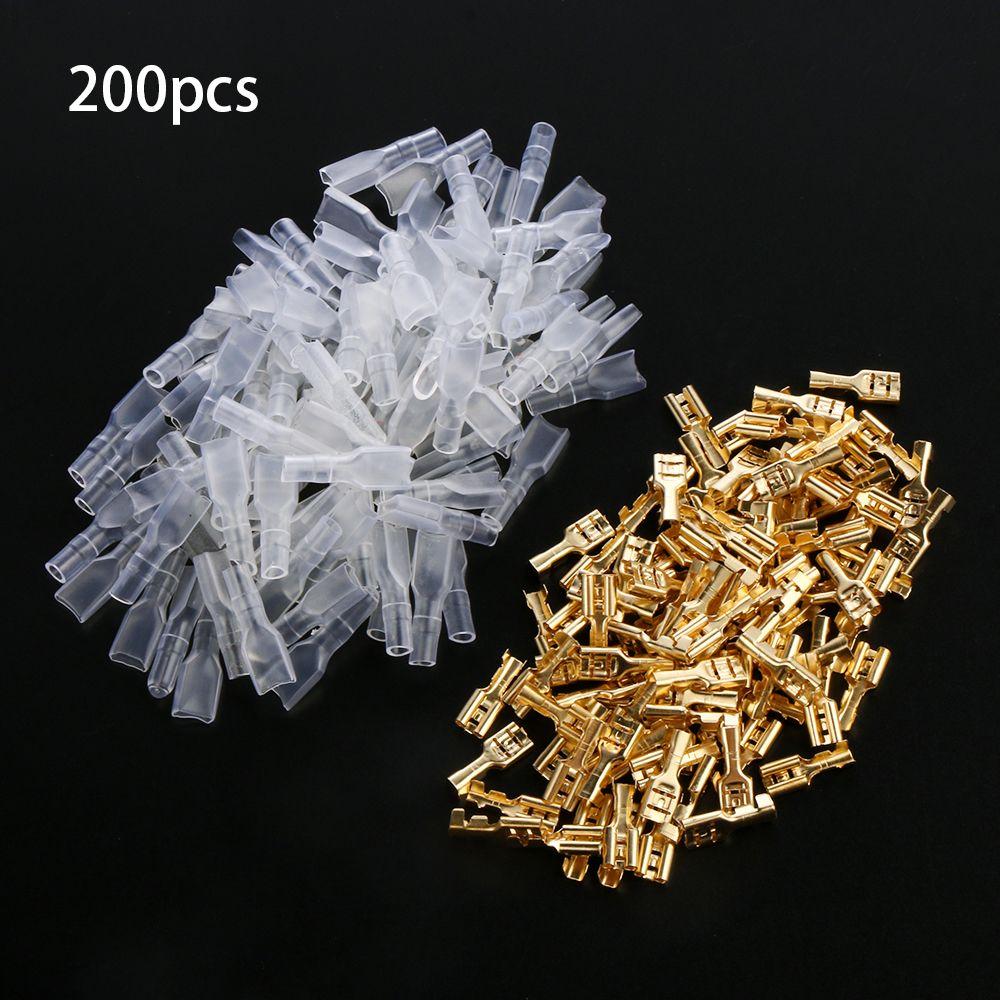 200PCS Set Female Spade Durable 200pcs Butt Connector Electrical Crimp Terminal Insulated Wire