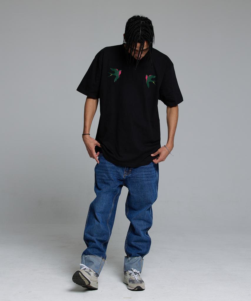 CREAM SODA LAB Swallow Twin Short Sleeve Tee Black