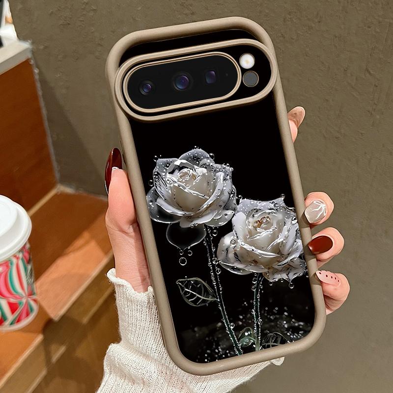 Чехол для телефона с узором белых роз для Google Pixel 9 Pro XL Чехол для Google Pixel 8 7 Pro 8A 7A Мягкая силиконовая накладка из ТПУ