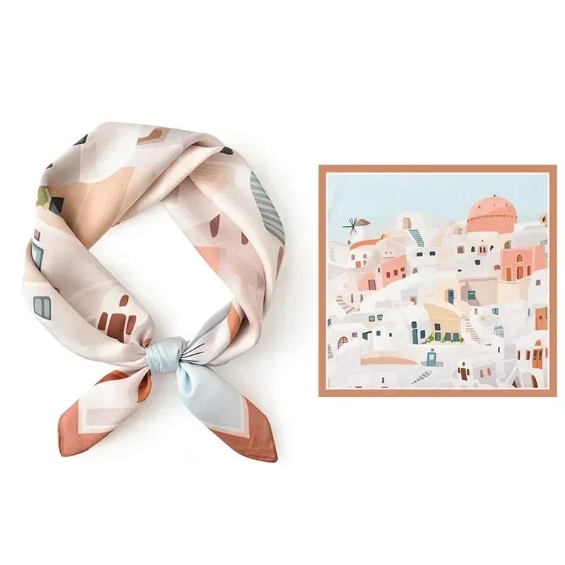 53*53cm Silk Scarves for Woman Fashionable Pattern Smooth To The Touch Spring Summer Sun Protection Silk Scarf