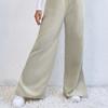 Модные осенние свободные брюки с разрезами, женские однотонные брюки с карманами и высокой талией, повседневные прямые брюки с широкими штанинами