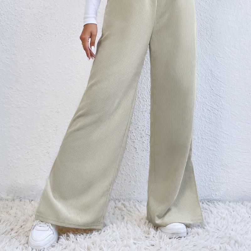 Модные осенние свободные брюки с разрезами, женские однотонные брюки с карманами и высокой талией, повседневные прямые брюки с широкими штанинами