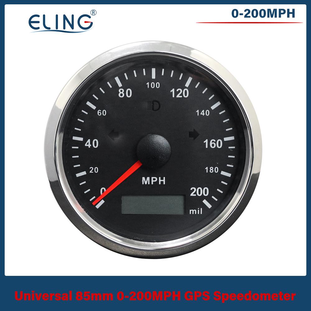 ELING 85мм GPS Спидометр 0-125 миль/ч 0-160 миль/ч 0-200 миль/ч Одометр Левый Правый Дальний свет с Красной Желтой подсветкой для Автомобиля Грузовика RV