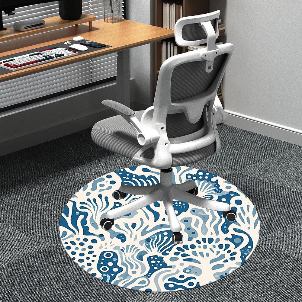 1pc Oceanic Marine Office Round Area Rug, Indoor Mat Suitable For Office, Under Office Chairs Bedroom Living Room Home Decor, Room Deco 160