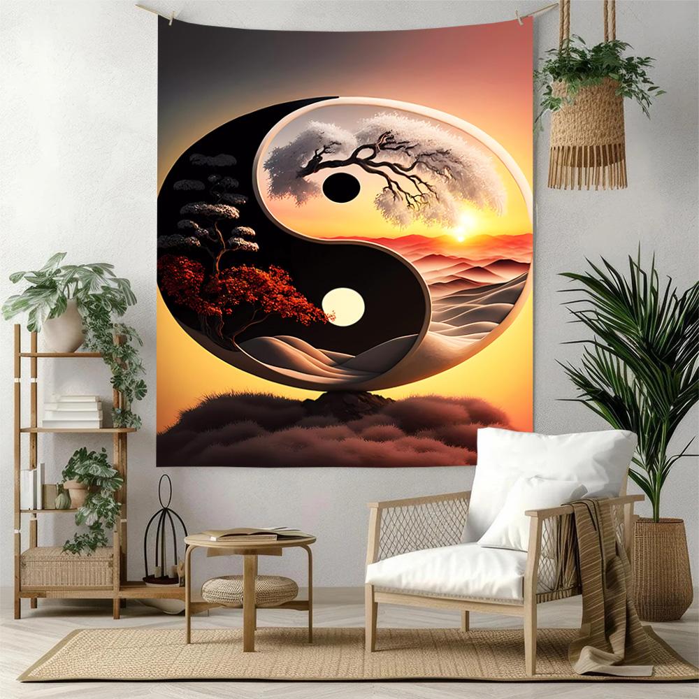 Yingyang Wall Decor Tapestry Art For Pet Memorial Birthdaywedding Party Backdrop Family Gift